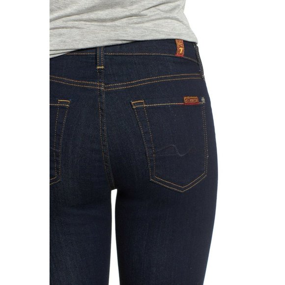 FOR ALL 7 MANKIND B(AIR) ROXANNE ANKLE IN AUTHENTIC RINSE Dark Blue Denim Jeans - Picture 5 of 11